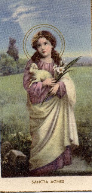 St. Agnes | Adam Cardinal Maida Library, Orchard Lake Schools | Flickr Saint Agnes, Vintage Holy Cards, St Agnes, Lake Photos, Bride Of Christ, Book Labels, Catholic Art, Patron Saints, Religious Art