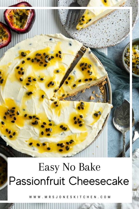 No Bake Passionfruit Cheesecake Cheesecake Bars, Gluten Free Desserts, Passionfruit Cheesecake, Healthy Cheese, Recipe Tin, Easy No Bake, Cheesecake Recipe, Healthy Families, Passion Fruit