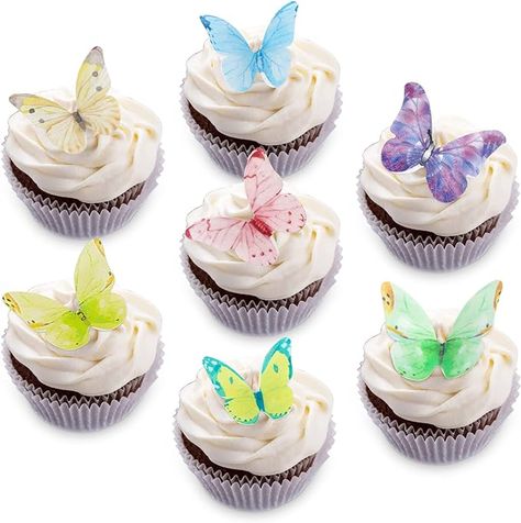 Morofme Edible Butterfly Cake Cupcake Topper Edible Wafer Paper Butterflies Edible Butterfly Cake Cupcake Decoration 40pcs Aloha Cake, Wafer Paper Butterflies, Tropical Cupcakes, Butterfly Cake Decorations, Butterfly Cupcake Toppers, Edible Flowers Cake, Edible Butterfly, Flower Cake Decorations, Edible Wafer Paper