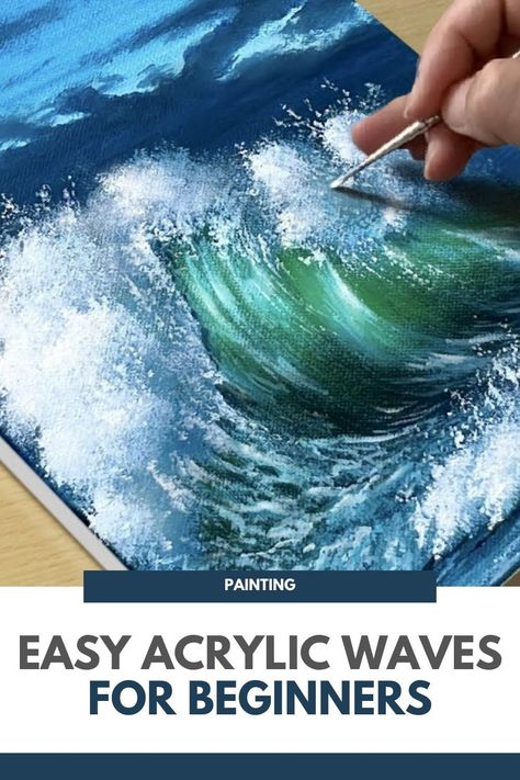 Have you ever felt the urge to capture the mesmerizing dance of breaking waves on canvas? Your artistic dream is about to come true! In this article, I'm your creative guide, taking you through a beginner-friendly method to paint the enchanting waves using acrylics. No need to worry if you're new to painting – this technique is designed with you in mind. Join me on this artistic journey, and together, we'll create a stunning masterpiece that embodies the essence of the ocean's rhythm... Ocean Wave Painting, Dark Blue Paint, Ocean Waves Painting, Acrylic Painting Tips, Wave Painting, Acrylic Painting For Beginners, Acrylic Painting Tutorials, Using Acrylic Paint, Happy Paintings