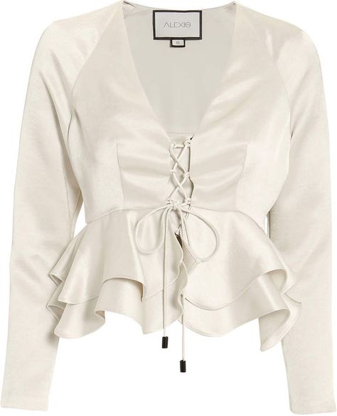 Alexis Reagan Ruffle Front Top#affiliatelink Alexis Dress, Rock Chic, Peplum Blouse, Peplum Hem, Looks Chic, White Blouse, Silk Top, Fashion Tops, Look Fashion