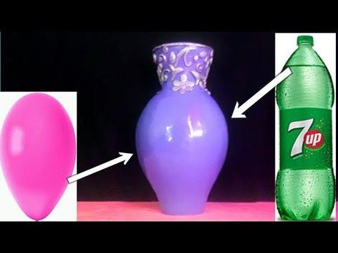 Flower Vase Crafts, Vase Making, Clay Vases, Paper Balloon, Flower Vase Making, Balloon Crafts, Diy Glass Bottle Crafts, Vase Crafts, Easy Flower