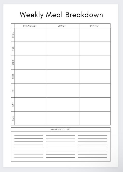 Meal Planning Template Google Doc, Meal Plan Outline, Meal Prep Outline, Grocery List Meal Planning, Meal Prep Template, Meal Prep Menu, Meal Planner Printable Free, Meal Prep Planner, Meal Planning Menus