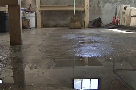 Cleaning Concrete, Basement Flooring Waterproof, Sump Pit, Concrete Basement Floors, Concrete Basement, Leaking Basement, Clean Concrete, Wet Basement, Drain Tile