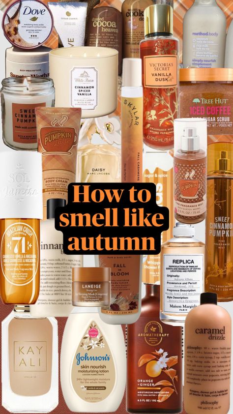 #autumn #fall #fallaesthetic #mood #myfirstshuffle #shower #bodycare #shampoo #leaf #ghost#halloween Fall Smells, Fall Mood Board, Shower Skin Care, Preppy Fall, Pumpkin Spice Season, Perfume Scents, Bath And Body Care, Body Care Routine, Fall Scents