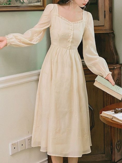 Light Academia Clothes, Cottagecore Dresses, Cottagecore Clothes, Old Fashion Dresses, Frock Design, Mode Vintage, Looks Vintage, Womens Midi Dresses, Modest Outfits