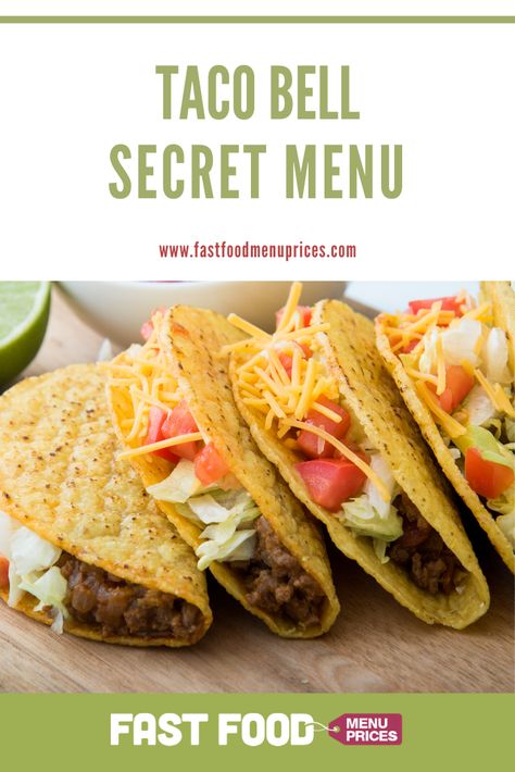 Taco Bell Secret Menu Items, Restaurant Secret Menus Fast Foods, Taco Bell Menu, Taco Bell Secret Menu, Chili Cheese Burrito, Grilled Quesadilla, Waffle Taco, Secret Menu Items, Fast Food Menu