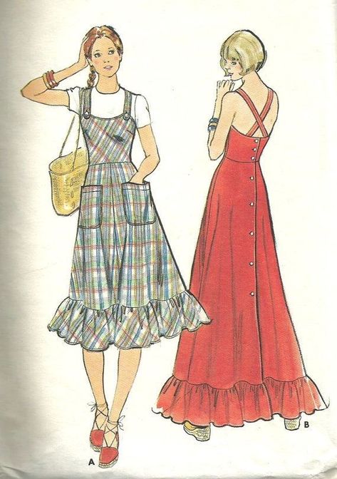 Butterick Dress Patterns, Butterick Patterns Vintage, Patron Vintage, Vintage Dress Patterns, Butterick Pattern, Dress Making Patterns, Couture Vintage, Apron Dress, Sewing Pattern Sizes