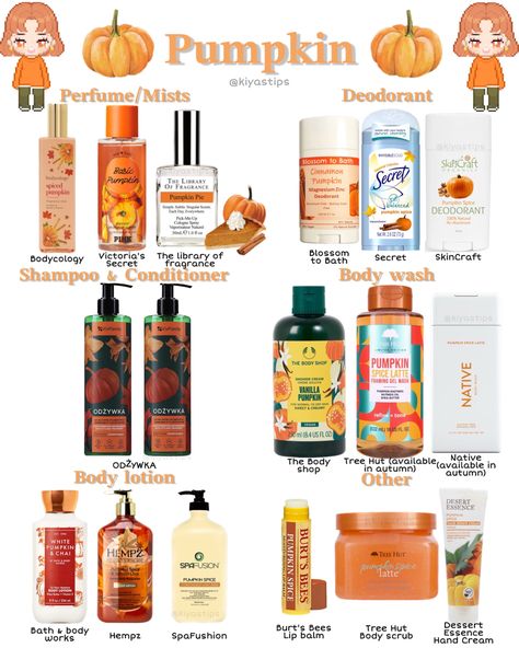 How To Smell Like Halloween, Scent Combos Hygiene Fall, Pumpkin Shower Routine, Pumpkin Body Care, How To Smell Like Pumpkin, Fall Scent Combos, Fall Body Care, Pumpkin Perfume, Pumpkin Spice Scent