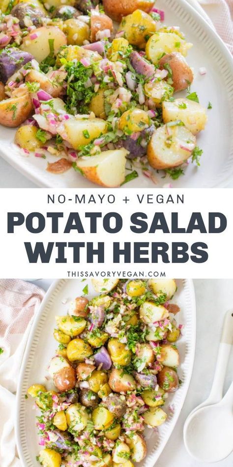 Vegan Potato Salad No Mayo, Vegan Summer Lunch Ideas, Best Summer Sides, Summer Dinner Vegan, Vegan Summer Dishes, Salad Ideas Vegan, Summer Vegan Dinner Ideas, Vegan Summer Side Dishes, Healthy Vegan Salads