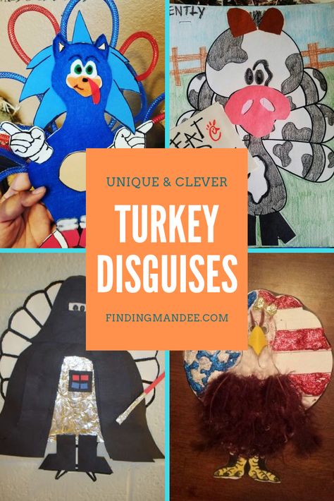 47 Unique and Clever Turkey Disguises | Finding Mandee | Save your turkey from the oven with these awesome disguise ideas! Turkey Disguises, Turkey Trouble, Disguise A Turkey, Turkey Activity, Turkey Disguise Project, Turkey Project, Turkey Disguise, Tom Turkey, Thanksgiving Projects