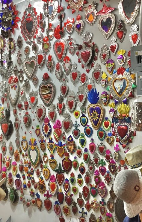 mexican flaming sacred hearts wall decor red hearts Sacred Hearts, Heart Wall Decor, Heart Wall, Red Hearts, Sacred Heart, Red Heart, Wall Decor, Wall, Red