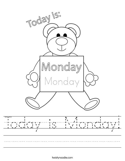 Favorites Today Is Monday Activities For Preschool, Monday Worksheet, Monday Activities, Days Of The Week Activities, Leaf Hunt, Kindergarten Handwriting, Transportation Worksheet, Today Is Monday, Today Is Friday