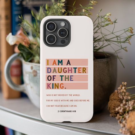 Christian Phone Case, I'm A Daughter Of The King iPhone Case, Jesus Is King Samsung Phone Cover, Created With A Purpose Protective Case Let your phone reflect your faith with a touch of elegance. Our colorful Christian phone case showcases Bible verses in a beautiful, understated font. This sleek design offers daily inspiration with a modern, clean aesthetic. It's the perfect way to express your faith and a thoughtful religious gift for those who appreciate a simple floral style. ☑️ Style 1: I'm Inspirational Phone Cases, Christian Phone Case Aesthetic, Phone Cases With Quotes, Samsung Phone Covers, Business Wishes, Jesus Phone Cases, Christian Phone Cases Faith, Aesthetic Phone Case, Daughters Of The King