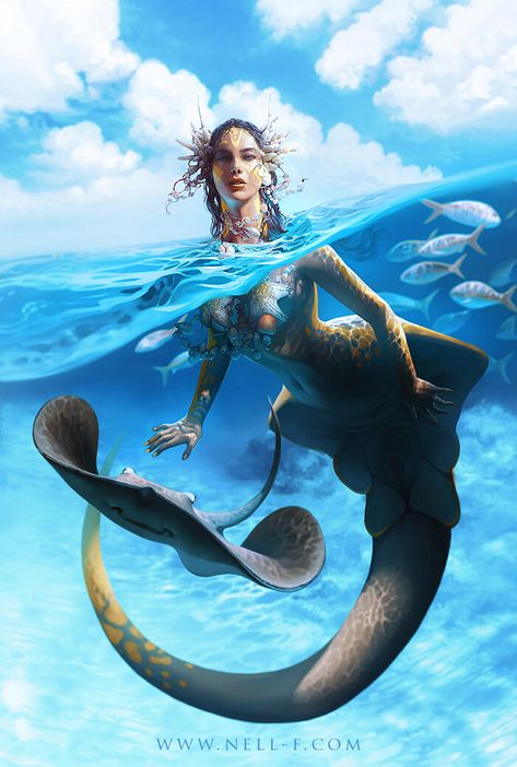 Fish In The Ocean, Mermaid Artwork, Fantasy Mermaids, Mermaids And Mermen, Mermaid Life, Mythological Creatures, Sea Monsters, Mystical Creatures, Mermaid Art