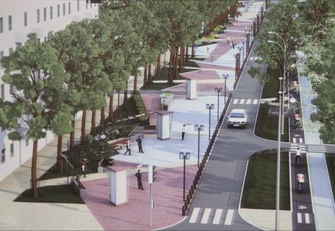 Waterscape Design, Landscape Plaza, Architectural Trees, Streetscape Design, Pavement Design, Urban Design Graphics, Urban Design Architecture, Master Thesis, New Urbanism