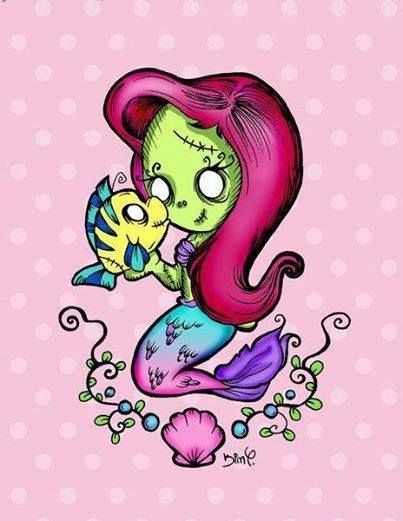 Zombie Ariel, Tattoo Disney, Ariel And Flounder, Cute Zombie, Small Quotes, Dark Disney, Twisted Disney, Desenho Tattoo, Voodoo Dolls