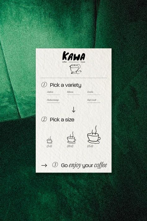 Creation of Kawa's menu and loyalty card. Each designs combine typographic games and illustrations, the markers of the visual identity specially designed for this Coffee House 🤘 Loyalty Card Coffee, Coffee Menu Design, Cafe Cards, Menu Card Design, Coffee Shop Menu, Menu Layout, Logo Coffee, Ice Scream, Design Tech