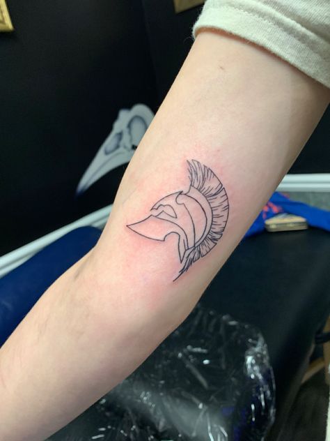 Troy Tattoo Achilles, Athena Helmet Tattoo, Lyre Tattoo Achilles, Greek Myth Tattoo Simple, Achilles Helmet Tattoo, The Iliad Tattoo, Achille Tattoo, Achilles Tattoo Greek, Tsoa Tatoos