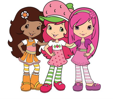 Strawberry Shortcake and her berry best friends, Orange Blossom and Raspberry Torte Iconic Trios From Movies, 3 Trio Costumes, Trio Cosplays Ideas, Halloween For 3 People, 3 Matching Costumes, Cosplays For Trios, Best Friend Halloween Costumes For 2 Blonde And Brunette, 3 Iconic Trios, Best Cartoon Trios