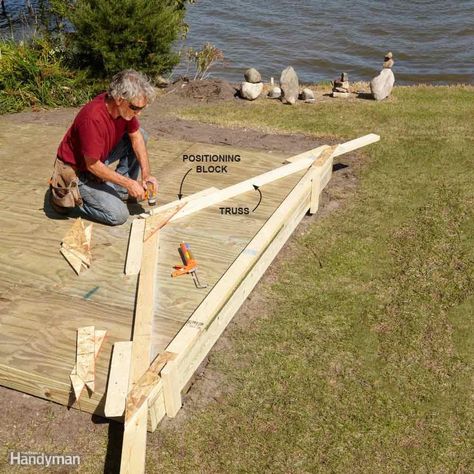 Build Trusses On the Shed Floor - If you're building your own roof trusses, the… Building A Storage Shed, Shed Building, Diy Storage Shed, Wood Shed Plans, Build Your Own Shed, Shed Floor, Shed Building Plans, Diy Shed Plans, Storage Shed Plans