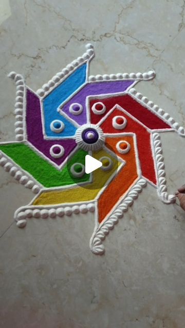 Rangoli Swastik Designs, Rangoli Designs Tutorial, Swastik Design Rangoli, Swastik Rangoli Designs, Swastik Design, Swastik Rangoli, 3d Rangoli, Center Table Living Room, Rangoli Side Designs