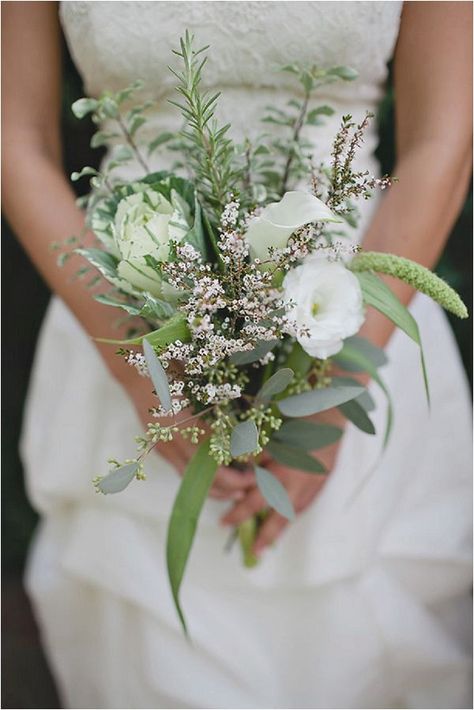 herb inspired bridal bouquet - Amanda Doublin Photgraphy Bouquet Champetre, Small Wedding Bouquets, Wedding Flowers Wildflowers, Greenery Wedding Bouquet, Wildflower Wedding Bouquet, White Bridal Bouquet, Rustic Wedding Flowers, White Wedding Bouquets, Wildflower Bouquet