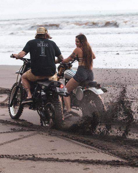 Riding custom Deus motorcycles on the beach in Bali with my love. Biker Aesthetic, Inspirational Life Photos, Motorcycle Garage, With My Love, Curly Bob Hairstyles, Significant Other, My Love, New Era, Persona