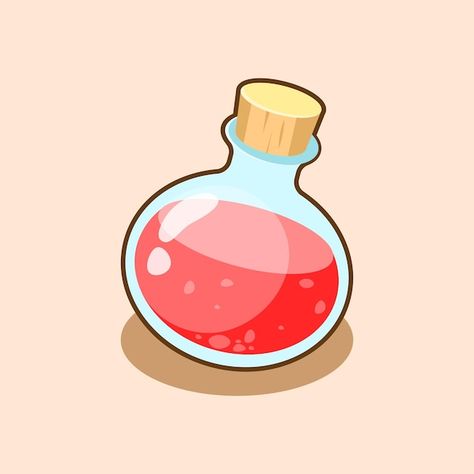 Cartoon Potion Bottle, Poison Illustration, Potion Illustration, Red Potion, Health Potion, Magical Potion, Healing Potion, Poison Bottle, Game Icons