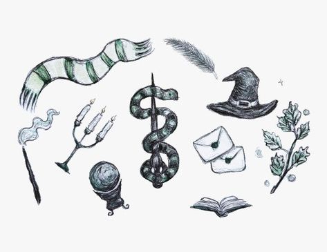 Slytherin Aesthetic Drawing, Slytherin Drawing Ideas, Slytherin Doodles, Slytherin Drawing, Slytherin Aesthetic, Harry Potter Drawings, Art Sketch, Wizarding World, Art Sketches