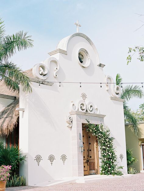 A stunning destination weekend wedding in Playa del Carmen | Cancun Real Weddings Cancun Wedding Venues, Wedding Ceremony Decorations Church, Spanish Style Wedding, Wedding Ceremony Decor, Church Wedding Ceremony, Wedding Reception Design, Smallest Wedding Venue, Weekend Wedding, Dream Wedding Venues