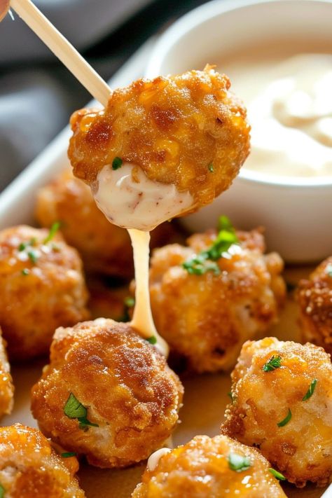 These cheddar bay sausage balls are so addictive, you can’t stop at one! Made with just four ingredients, they’re an easy appetizer for any occasion. Yummy Appetizers Easy, Chicken And Biscuit Appetizer, Red Lobster Cheddar Bay Biscuits Sausage Ball, Appetizer With Biscuits, Heavy Party Appetizers, Mini Sausage Appetizer, Sausage Balls With Cheddar Bay Biscuits, Sausage Ball Dip, Lite Appetizers For Party