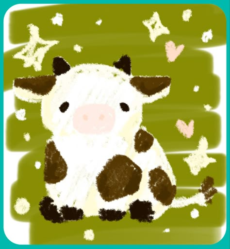 Cute Cow Art, Noteit Ideas, Cow Illustration, Painting References, Spring Quilts, Anime Printables, Oil Pastel Art, Cute Cow, Little Doodles