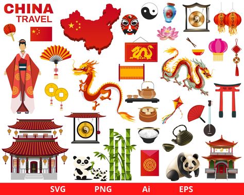 Chinese Culture Aesthetic, Chinese Culture Design, China Decorations, China For Kids, Chinese Culture Art, Calendars Design, Prints Sticker, Chinese Clipart, Chinese Party