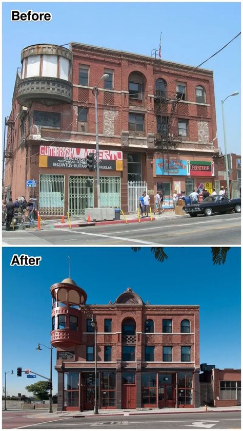 Before-And-After Photos of Abandoned Building Renovations Old Building Renovation, Historical Building Renovation, Old Photo Restoration, Renovation Architecture, Building Renovation, Photo Restoration, Interesting Buildings, Historic Preservation, Brick Building