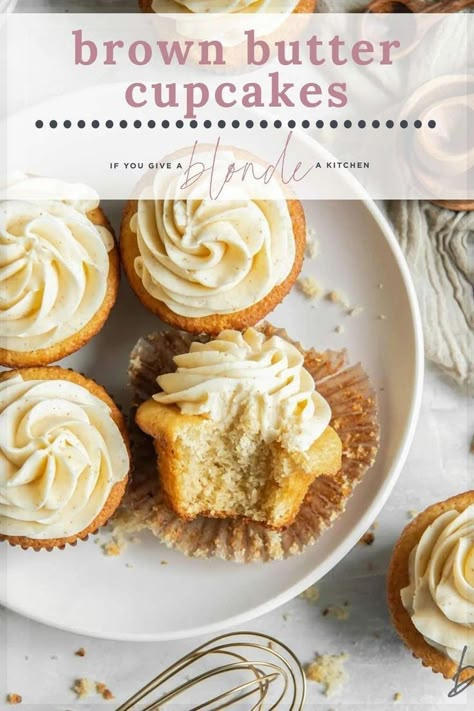 Brown Sugar Cupcakes, Brown Sugar Cream Cheese Frosting, Butter Cupcake Recipe, Butter Cupcakes, Delicious Cupcakes, Muffin Tin Recipes, Cupcake Flavors, Browned Butter, Cupcakes Recipe