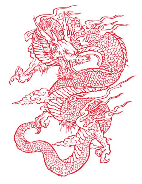 Dragon Tattoo Outline, Dragon Thigh Tattoo, Dragon Tattoo Stencil, Dragon Tattoo Back, Dragon Stickers, Red Dragon Tattoo, Dragons Tattoo, Dragon Tattoos For Men, Wrist Tattoo Designs