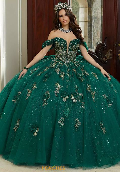 Vizcaya Quinceanera 89473 Dress - Peaches Boutique Green Quince Dress, Green Quinceanera Theme, Quince Planning, Quinceanera Theme, Green Quinceanera, Green Quince, Quinceanera Themes Dresses, Quinceañera Dresses, Alice Dress