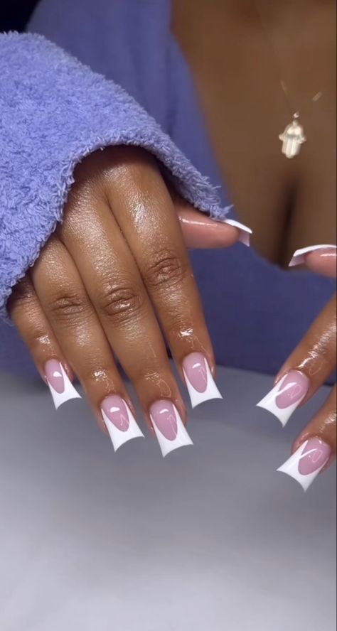 White French Tip Duck Nails, Duck Tips, Tapered Square Nails, Long Acrylic Nail Designs, Hard Nails, Duck Nails, Colored Acrylic Nails, French Tip Acrylic Nails, French Acrylic Nails