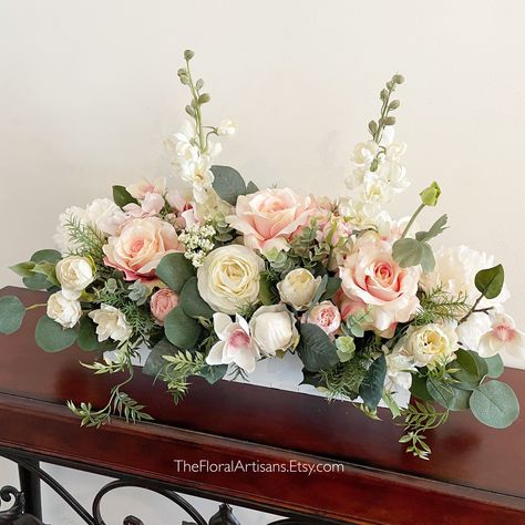 Flower Diy Paper, Long Table Centerpieces, Paper Flower Diy, Tall Floral Arrangements, Wood Box Centerpiece, Large Floral Arrangements, Large Flower Arrangements, Spring Floral Arrangements, Table Flower