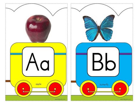 Alphabet Activities and Printables for Preschool and Kindergarten - KIDSPARKZ Alphabet Train Printable, Alphabet Wall Decor, Preschool Theme Activities, Games For Preschool, Alphabet Train, Classroom Decor High School, Transportation Preschool, Alphabet Templates, Preschool Activities Toddler