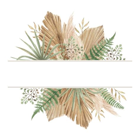 Vector watercolor hand painted boho styl... | Premium Vector #Freepik #vector #boho-frame #watercolor-boho #watercolor-frame #palm-leaves Watercolor Flower Wreath, Frame Watercolor, Watercolor Leaf, Floral Wreath Wedding, Idee Cricut, Eucalyptus Wedding Invitation, Floral Wedding Invitation Card, Vector Frame, Boho Frame