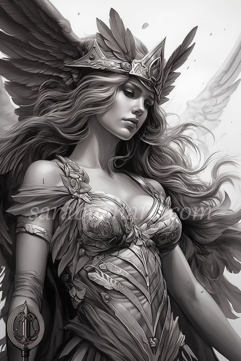 Athena Tattoo Design Athena Tattoos, Greek Goddess Tattoo, Angel Sculpture Art, Tattoo Ideas For Females, Athena Greek Goddess, Athena Tattoo, Greek Goddess Art, Valkyrie Tattoo, Female Warrior Tattoo