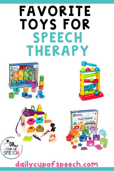 Favorite toys for preschool speech therapy! Includes toys + games for a variety of speech and language targets . Speech Pathology Grad School, Speech Therapy Toys, Preschool Social Skills, Speech Therapy Activities Language, Speech Therapy Activities Preschool, Color Palette Fashion, Therapy For Kids, Speech Games, Speech Therapy Tools