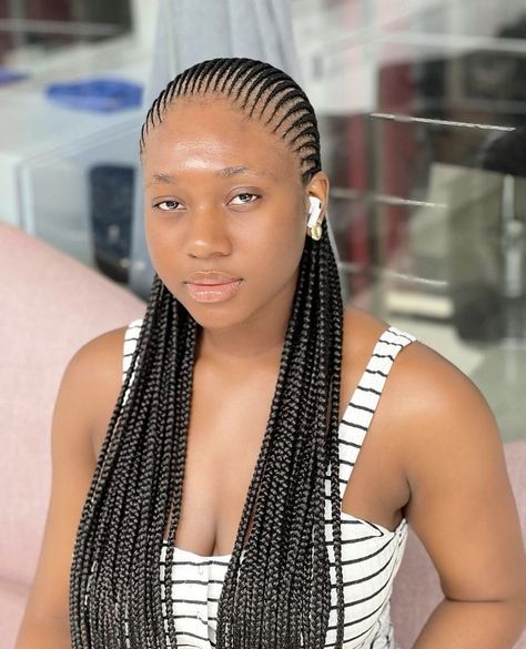 Learn To Braid, All Back Hairstyle, Cornrows With Box Braids, Latest Braided Hairstyles, Latest Hair Braids, Cornrow Braid Styles, Cornrows Natural Hair, Quick Braids, Cornrows Styles