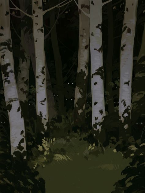 Dark Landscape Illustration, Dark Woods Drawing, Creepy Woods Art, Dark Cottagecore Drawing, Dark Forest Digital Art, Woods Background Drawing, Foggy Forest Drawing, Dark Woods Painting, Spooky Woods Aesthetic