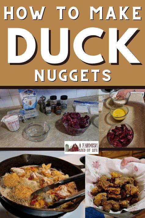 this is an image of the steps to my recipe for duck nuggets from beginning to end Duck Appetizer Recipes, Fried Duck Recipes, Fried Duck Breast, Nugget Recipes, Hunting Recipes, Fried Duck, Duck Food, Duck Breast Recipe, Supper Tonight