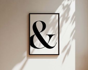 Ampersand Printable Typography Minimal Poster - Etsy Minimalistic Typography, Typography Minimal, Printable Vintage Art, Office Artwork, Perfect Office, Print Typography, Minimal Poster, Typography Wall, Office Prints