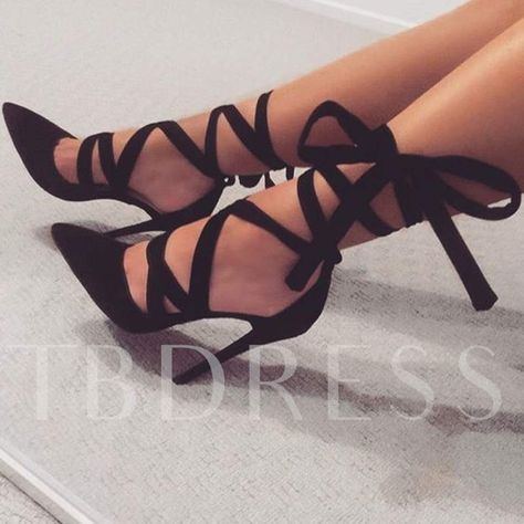 Sexy Black Ankle Ribbon Lace Up Stiletto Heels Kasut Tumit Tinggi, Black Lace Up Heels, High Heels Classy, High Heels Boots, Prom Heels, Heels Classy, Hot Heels, Black Strappy Heels, Pumps Heels Stilettos