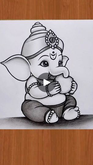 Indian God Drawing Easy, Ganapati Drawing Easy, Bal Ganesha Drawing, Ganesha Drawing Sketches, Ganesha Art Sketch, Ganapati Drawing, Easy Ganesha Drawing, Bal Ganesha, Ganesha Drawing